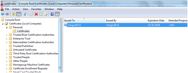 Certificates under Certmngr.msc