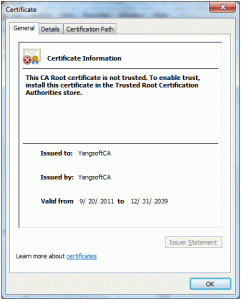 Certificate not root trusted