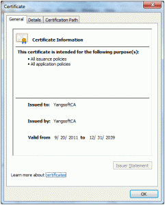 Certificate root trusted