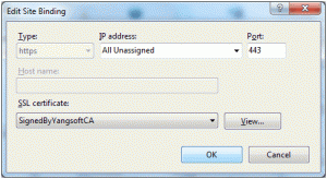 Bind Certificate to website, IIS7